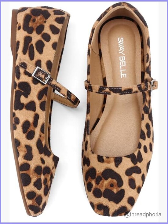 Shoes - Women's Mary Jane Flats Adjustable Buckle Ballet Flats Square Closed Toe